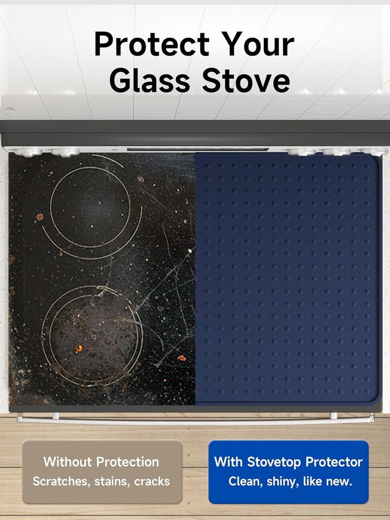 Bampanda Silicone Stove Top Cover for Electric Stove, Glass Stove Top Protector, Stovetop Cover Mat for Cooktop, Flat Range Cover, Oven Top Protector, Coffee Bar Mat, 28 x 20 in, Smokey Blue - Image 5